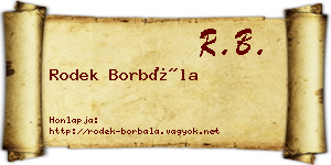 Rodek Borbála névjegykártya